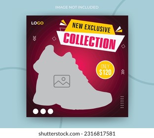 Exclusive new collection square fashion sale social media post web banner template