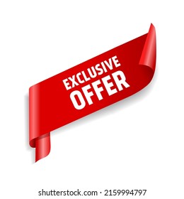 Exclusive offer banner design, icon, vector illustration red label.