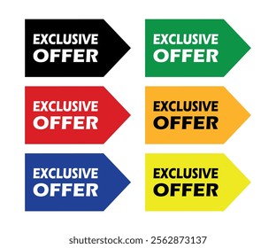 Exclusive offer banner in different colors. Special offer price sign. Advertising discounts symbol