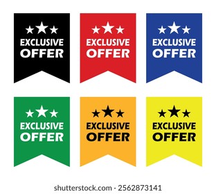 Exclusive offer banner in different colors. Special offer price sign. Advertising discounts symbol