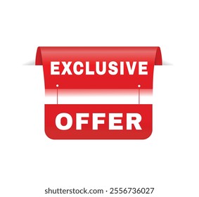 Exclusive offer - Banner label vector design announcement template. flat design symbol.