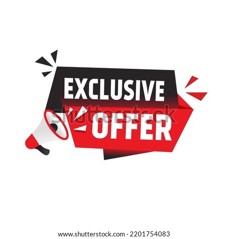 Exclusive offer banner - megaphone icon, vector illustration isolated on white background. Flat design.