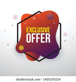 Exclusive offer banner on liquid style banner.Vector illustration.