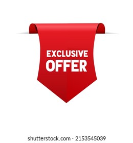 Exclusive offer banner on white background. Exclusive offer for web advertising design. Modern banner element. Flat style vector illustration.