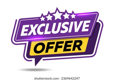 Exclusive Offer. Banner exclusive Offer. Sale and promotion design element. Exclusive Offer label, sticker or tag icon. Vector illustration.
