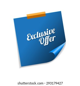 Exclusive Offer Blue Sticky Notes Vector Icon Design