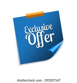 Exclusive Offer Blue Sticky Notes Vector Icon Design