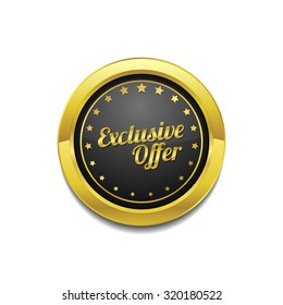 Exclusive Offer Golden Vector Icon Button