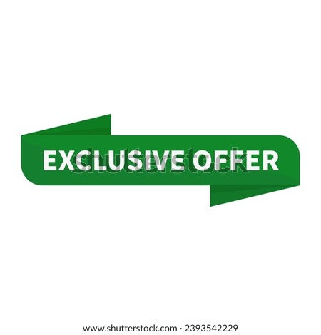 Exclusive Offer In Green Rectangle Ribbon Shape For Sale Promotion Business Marketing

