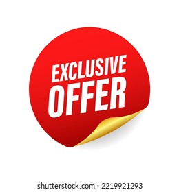 Exclusive offer label, badge. Shop now. Vector stock illustration.