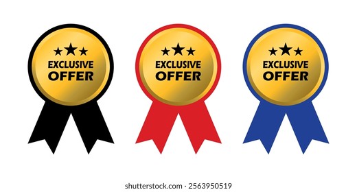 Exclusive offer label in different colors. Special offer price sign. Advertising discounts symbol