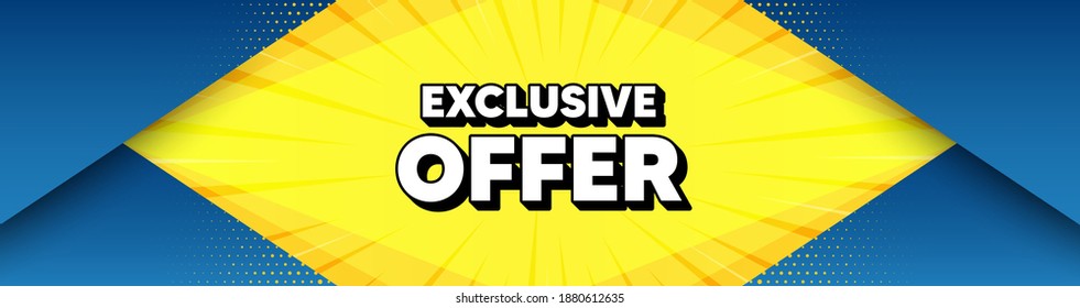 Exclusive offer. Modern background with offer message. Sale price sign. Advertising discounts symbol. Best advertising abstract banner. Exclusive offer badge shape. Abstract yellow background. Vector