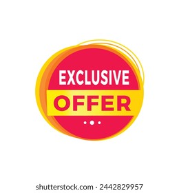 Exclusive offer red label icon for announcement, advertising, vector. Modern design template for banner.