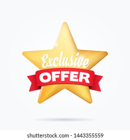 Exclusive Offer Shopping Ribbon Star