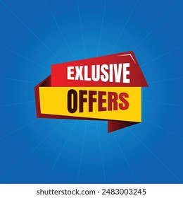 Exclusive Offers social media post mnemonic and blue background. Vector design for social media.