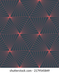 Exclusive Outline Triangles Seamless Pattern Vector Trendy Abstract Background. Triangular Complicated Sophisticated Geometric Structure Repetitive Wallpaper. Modern Line Art Graphic Illustration