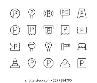 Exclusive parking thin line icons set. Big package of modern minimalistic pictograms for mobile UIUX kit, infographics and web sites