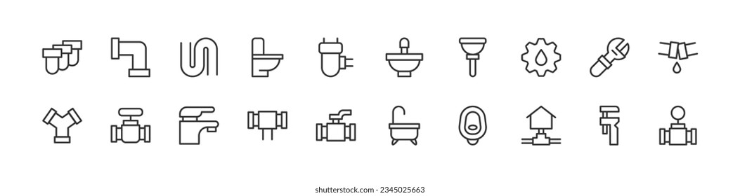 Exclusive plumber thin line icons set. Big package of modern minimalistic pictograms for mobile UIUX kit, infographics and web sites