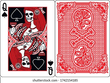 exclusive poker cards, queen of hearts, clubs, spades, diamonds