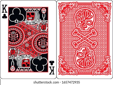 exclusive poker playing cards with skeleton, king of clubs