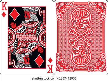 exclusive poker playing cards with skeleton, king of diamond