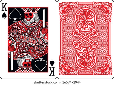 exclusive poker playing cards with skeleton, king of spades