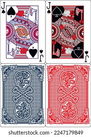 exclusive poker playing cards with skeletons, jack spades