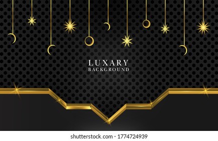 Exclusive polygonal dynamic pattern luxury dark black star design with royal gold trendy stylish minimal abstract background