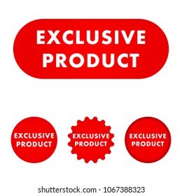 Exclusive product button. Red color sign. Vector illustration