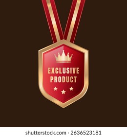Exclusive Product Label, gold and red color with elegant design