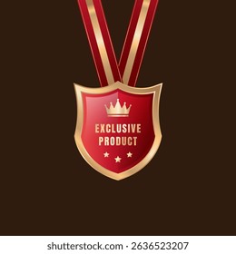 Exclusive Product Label, gold and red color with elegant design