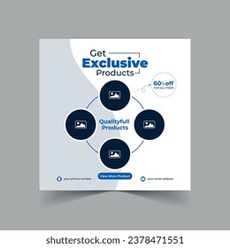 Exclusive Product social media post template design. Editable modern banner. Social media posts, banners, and web