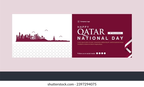 Exklusives Katar National Day Banner mit City Skyline. Katar-Vektorgrafik