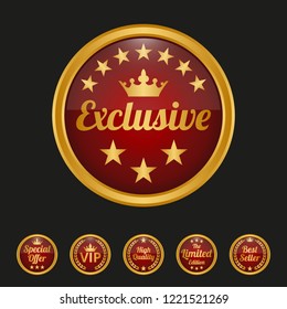 Exclusive quality label on black background. Vector illustration
