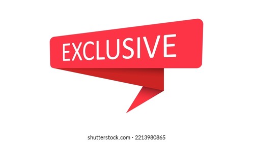 Exclusive. A red banner, pointer, sticker, label or speech bubble for apps, websites and creative ideas. Vector design