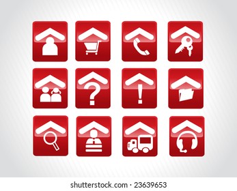 exclusive red set of web 2.0 Icon