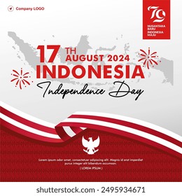 Exclusive red white 79th Indonesia independence day 17 August 2024 greeting card, template, background, banner, poster, design. Dirgahayu 79th Indonesia vector illustration