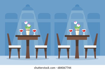 Exclusive restaurant interior, flat style vector illustration.