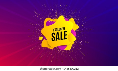 Exclusive Sale. Dynamic text shape. Special offer price sign. Advertising Discounts symbol. Geometric vector banner. Exclusive sale text. Gradient shape badge. Colorful background. Vector