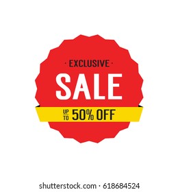 Exclusive sale lettering in red shape