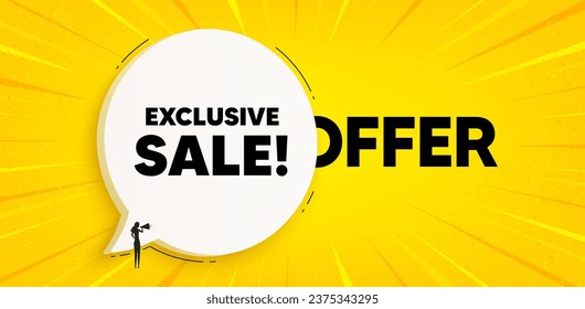 Exclusive Sale tag. Chat speech bubble banner. Special offer price sign. Advertising Discounts symbol. Exclusive sale speech bubble message. Talk box background. Vector
