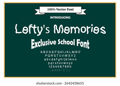 Exclusive School Font, Back to school unique typeface, Letters, Numbers, Font illustration, Editable vector text. School, Dotted, Chalk, School Board font. 