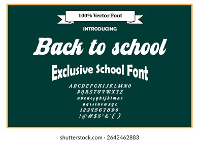 Exclusive School Font, Back to school unique typeface, Letters, Numbers, Font illustration, Editable vector text. School, Dotted, Chalk, School Board font. 