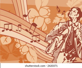 Exclusive Series of Musician Backgrounds in Floral Style. Check my portfolio for much more of this series as well as thousands of similar and other great vector items.