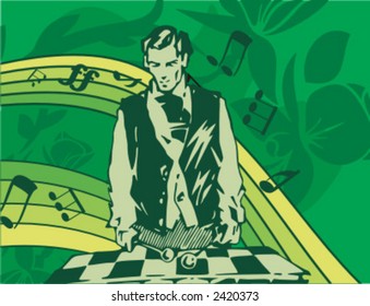 Exclusive Series of Musician Backgrounds in Floral Style. Check my portfolio for much more of this series as well as thousands of similar and other great vector items.