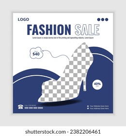 Exclusive shoe collection social media post. Sport shoes, ladies shoes and high heels social media banner for promotion.