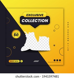 Exclusive shoes promo square web banner template