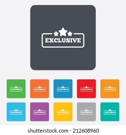 Exclusive sign icon. Special offer with stars symbol. Rounded squares 11 buttons. Vector