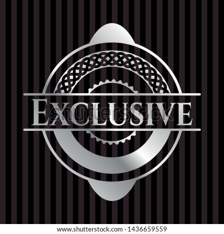 Exclusive silver badge. Vector Illustration. Mosaic.