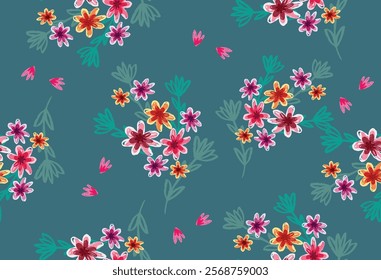 Exclusive small colored flower pattern. Vector